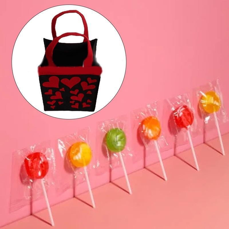 Valentines Day Gift Bag Love Heart Candy Bag with Handle Presents Cloth Handbag