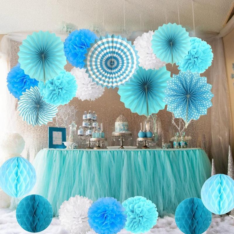 Paper Fans Tissue Pom Poms Dot Garland Triangular Banner Kit Supplies