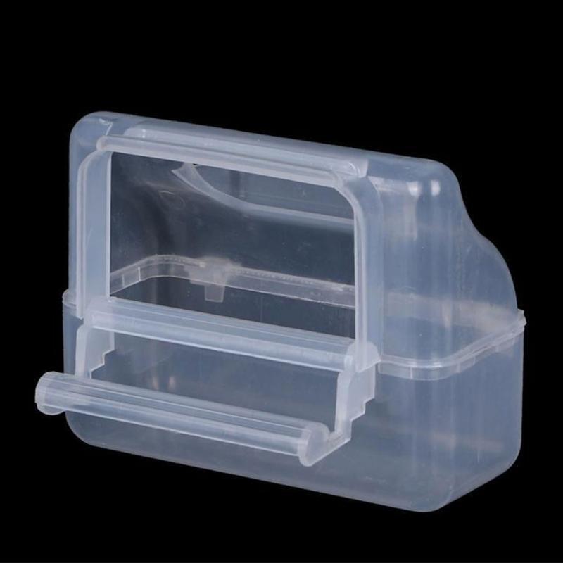 Bird Feeder with Perch for Cage Wide Opening Plastic Container Food Dispenser