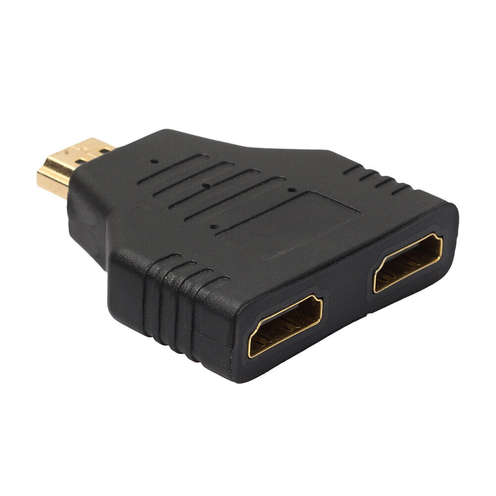Portable 1080P HDMI-compatible Male to 2 Female 1 In 2 Out Splitter Adapter
