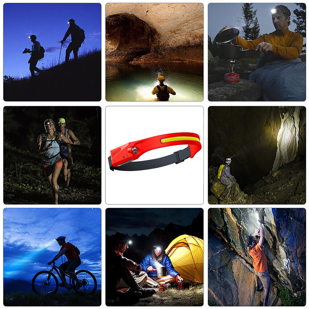 2pcs Waterproof LED Headlamp Outdoor Cycling Running Work Light (Black+Red)