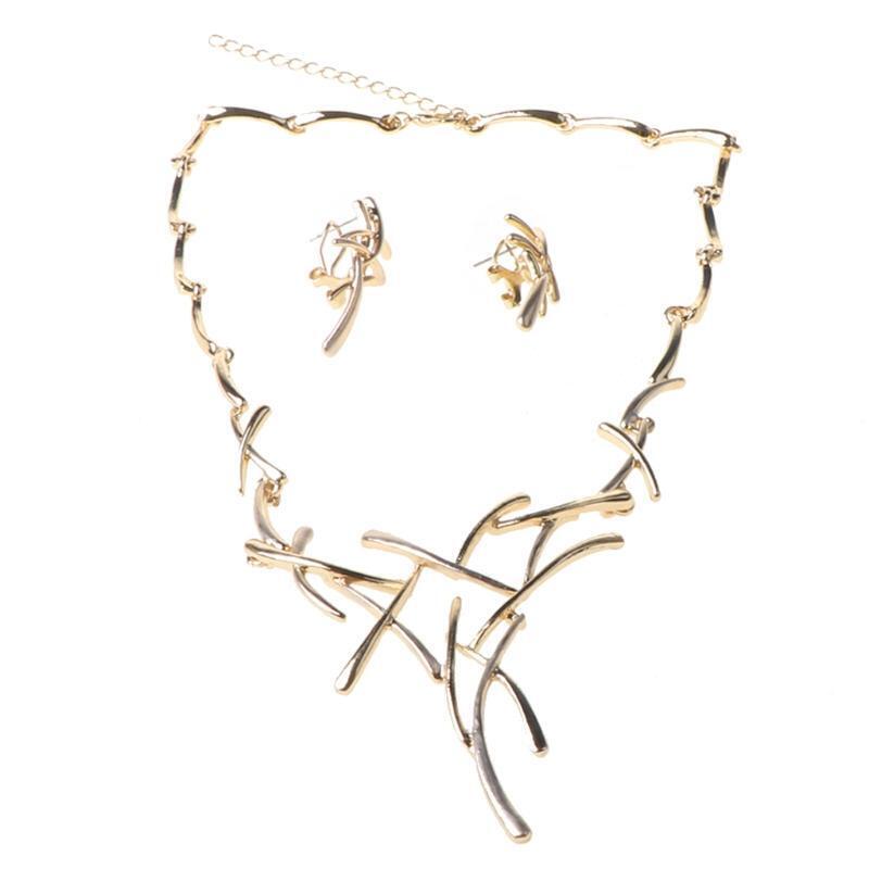 Bride Wedding Jewelry Set Fashion Ethnic Cross Pendant Necklace Earrings Studs