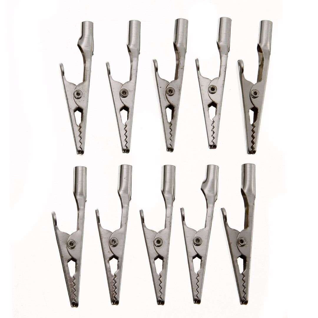 10pcs Single Prong Alligator Clips With Teeth Aligator Stainles Steel Clip Test
