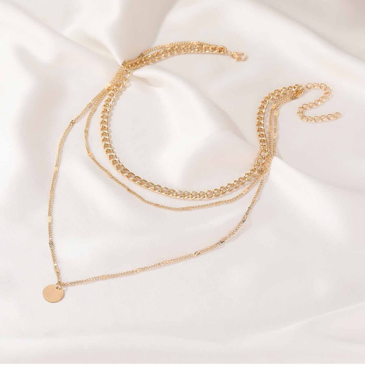 Star Jewelry Link Women Initial Necklace Pendant Layered Chain Plated Paperclip