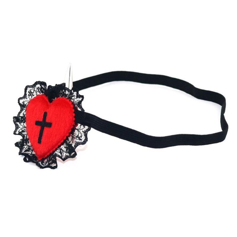 Gothic Eyepatch Red Heart Black Cross Blindfold Japanese Schoolgirl Eyeshade