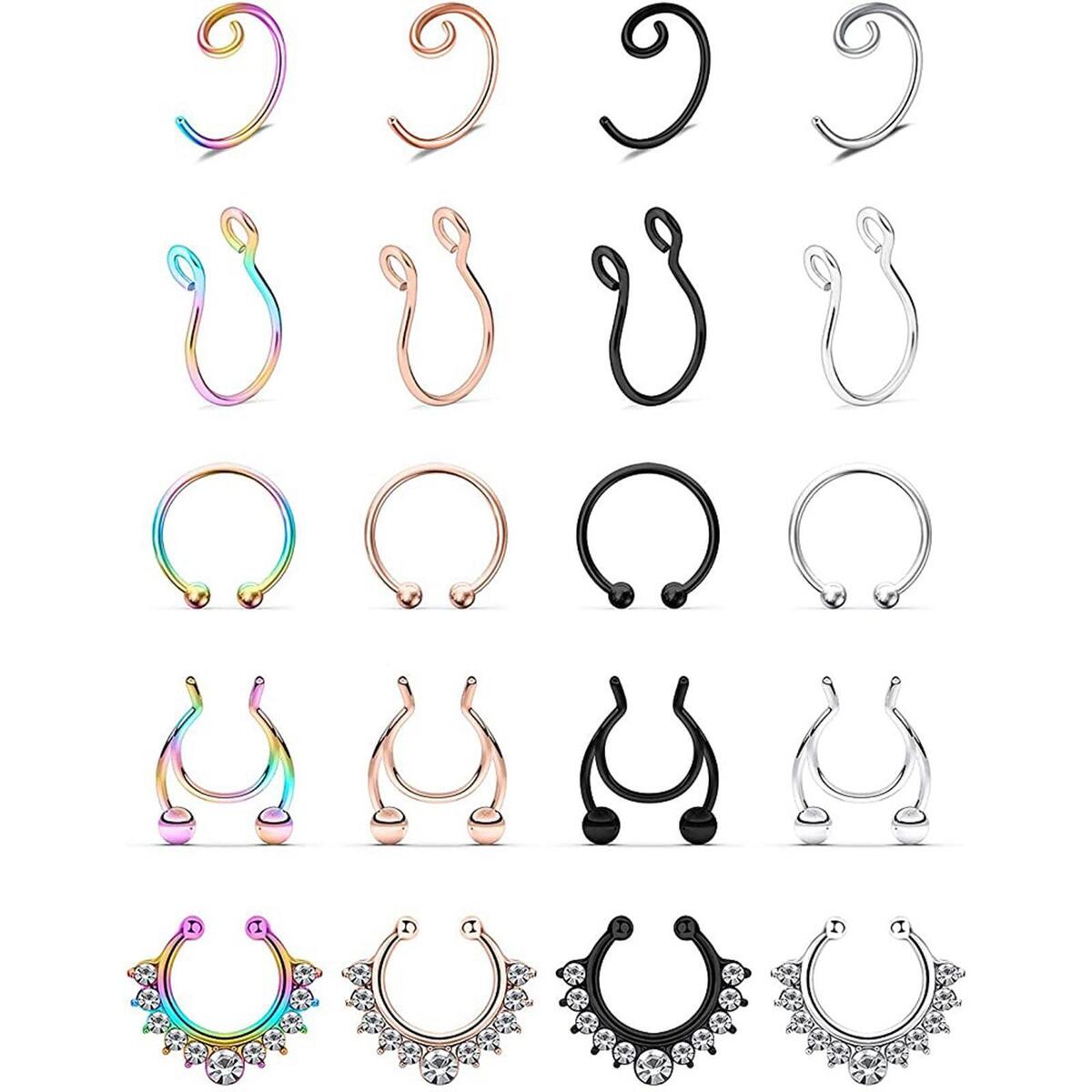 20- Nose Rings Hoop Nostril  for party and daily Wearing Holiday