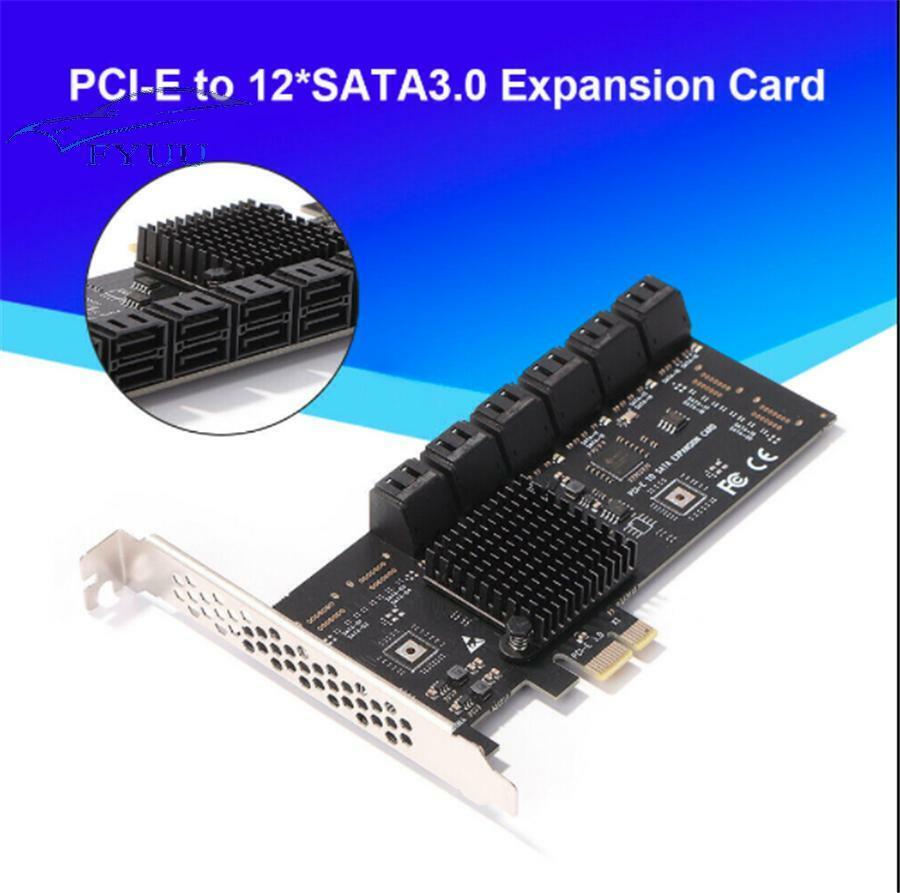 PCIE 1X to 12-Port SATA 3.0 Adapter Card Add on Cards Riser PCIE Card For Mining