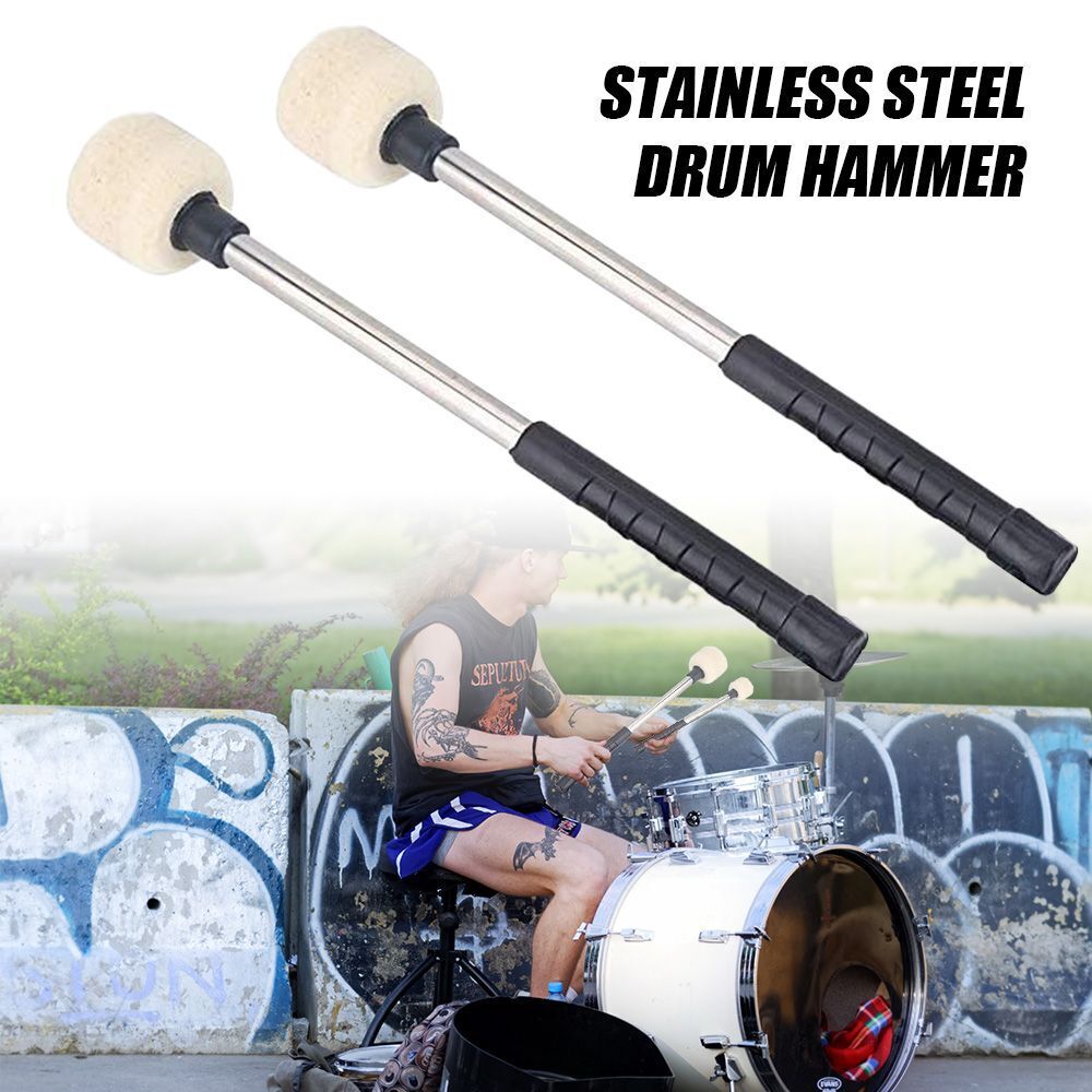 Instrument Stainless Steel Wool Felt Drum Stick Drum Kit Snare Stick JazzDrum