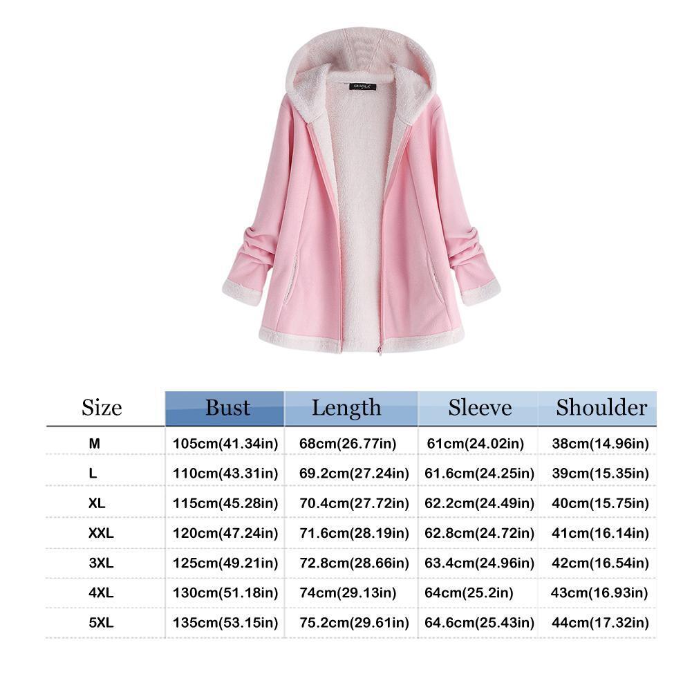 Women Plush Loose Coat Long-Sleeve Fleece Thicken Hooded Jacket (Pink L)