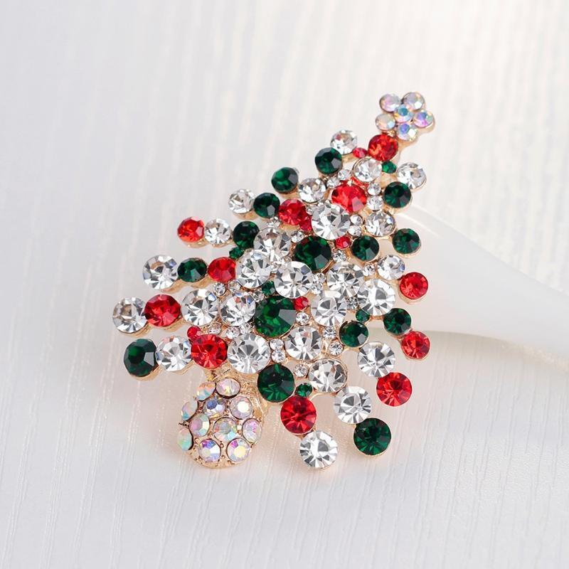 New Christmas Brooch Pins Tree Rhinestone Jewelry Fashion Women Gifts Decoration