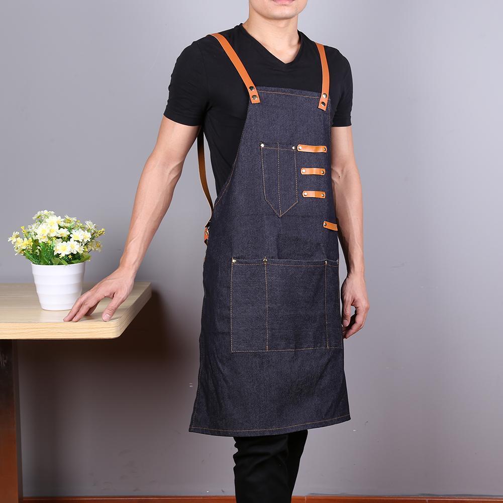 Barber Sleeveless Denim Apron Hairdresser Hair Cutting Protection Tool (B)