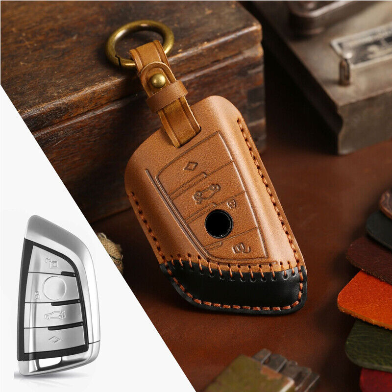 Fit for BMW X1 X2 X3 X4 X5 X7 Leather Car Key Fob Chain Case Cover Accessories