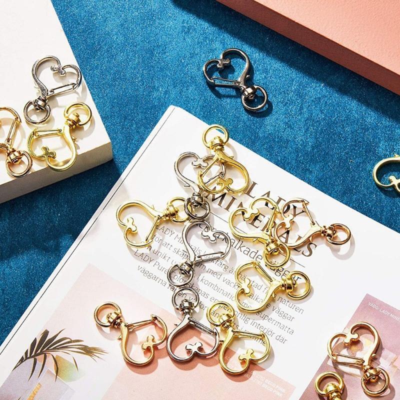 DIY 60x Lobster Heart Shape Claw Clasps Key Ring Chain Metal Lanyard Gift Family