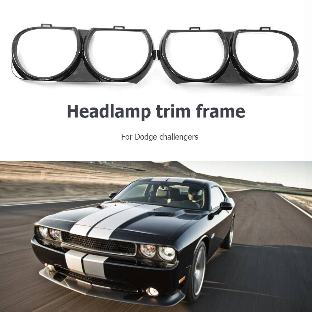 2pcs Front Headlight Lamp Bezel Trim Car Accessories for Dodge Challenger