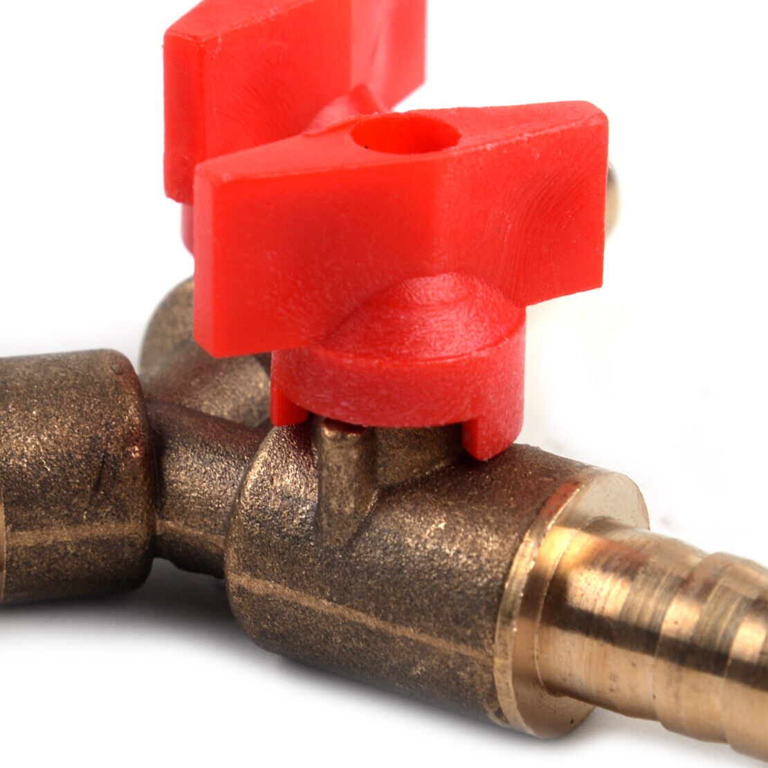 3/8" 10mm Brass Y 3Way Fuel Gas Shut Off Ball Valve Fitting Hose Handle Clamp Li