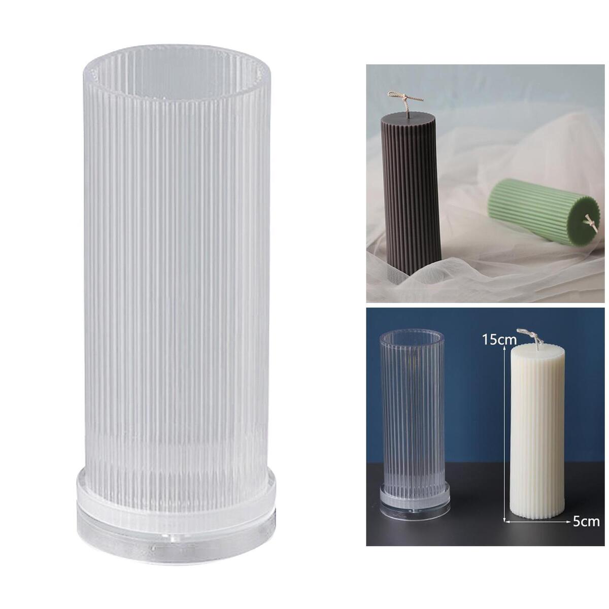 2x Long  Candle Molds Acrylic Large Cylinder Rib Candle Making