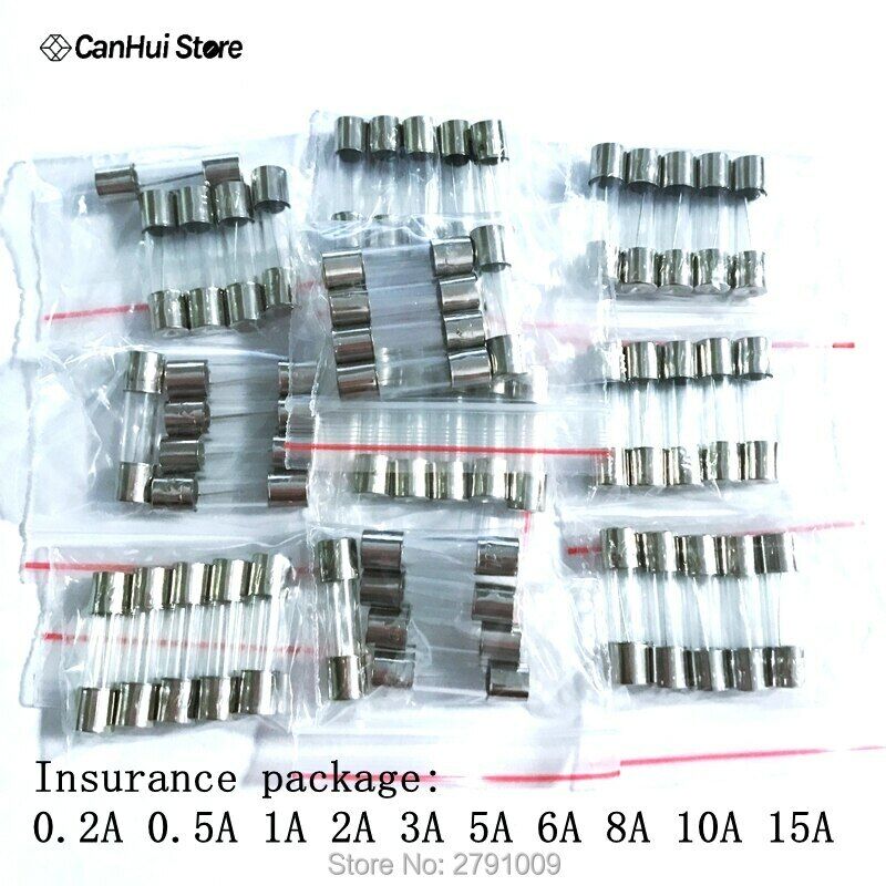 50PCS 10 Kinds 5x20mm Fast Glass Fuse Kit In Package