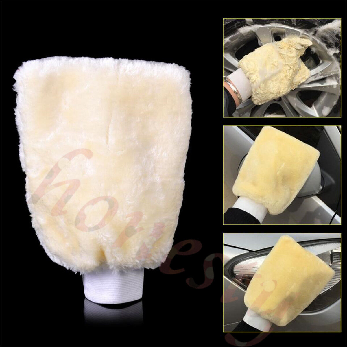 Sheepskin Mitt Car Soft Polishing GLOVE LAMBSWOOL WASHING CLEANING POLISH