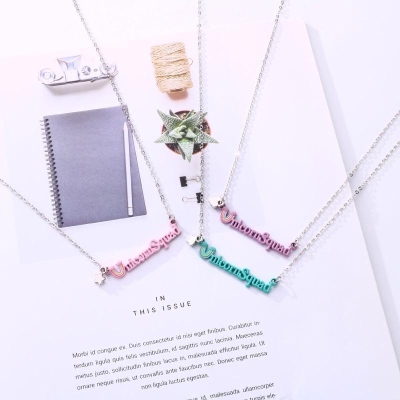 Candy Color Cartoon Letter Necklace for Women Rainbow Pendant Drip Oil Y2K Girl