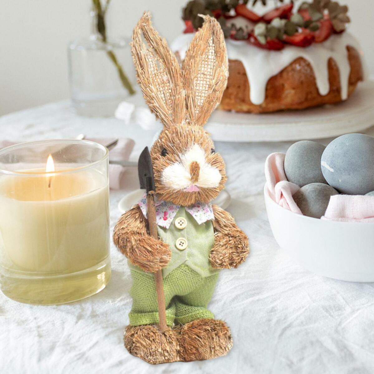 2x Lovely Spring Straw Easter  Statue  Desktop Wedding Decor