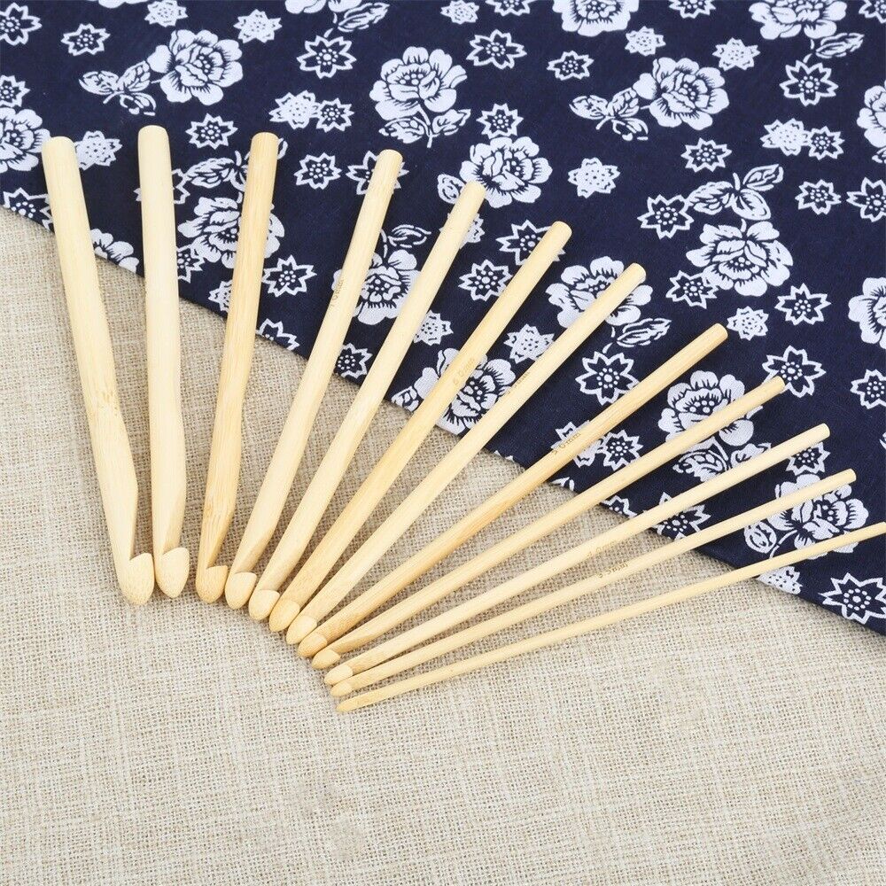 3-10mm Bamboo Crochet Hooks Sweater Bag Decoration Knitting Handmade Tools 12pcs