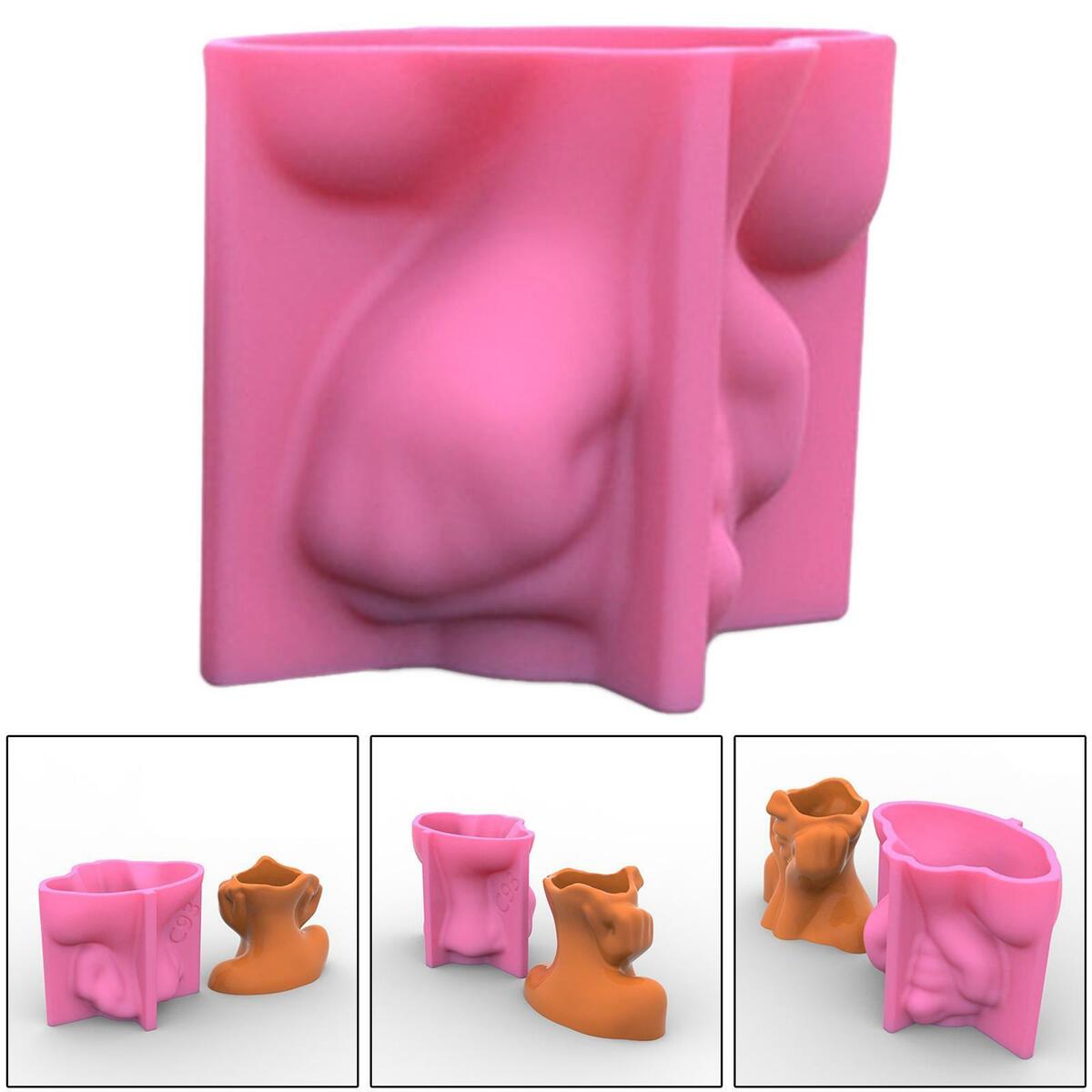 Head Silicone   Plaster Clay Flower Pot Moulds Decoration DIY