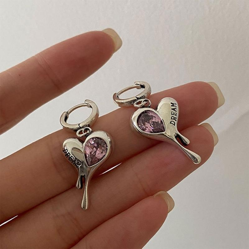 Irregular Zircon Lava Love Earrings Hip-hop Style Personality Melting Ear Buckle