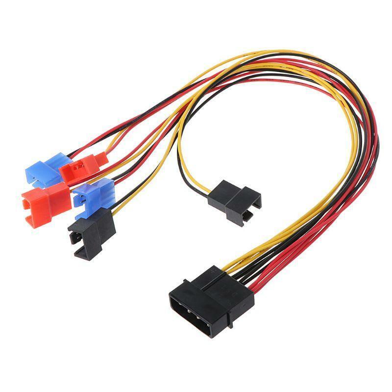 4-Pin IDE Molex To 6-Port Cooling Fan 2-Pin Splitter Power PC DIY Adapter Cable
