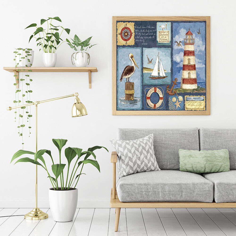 DIY Diamond Painting Sea Collage Round Drill Art Picture Rhinestone Decor