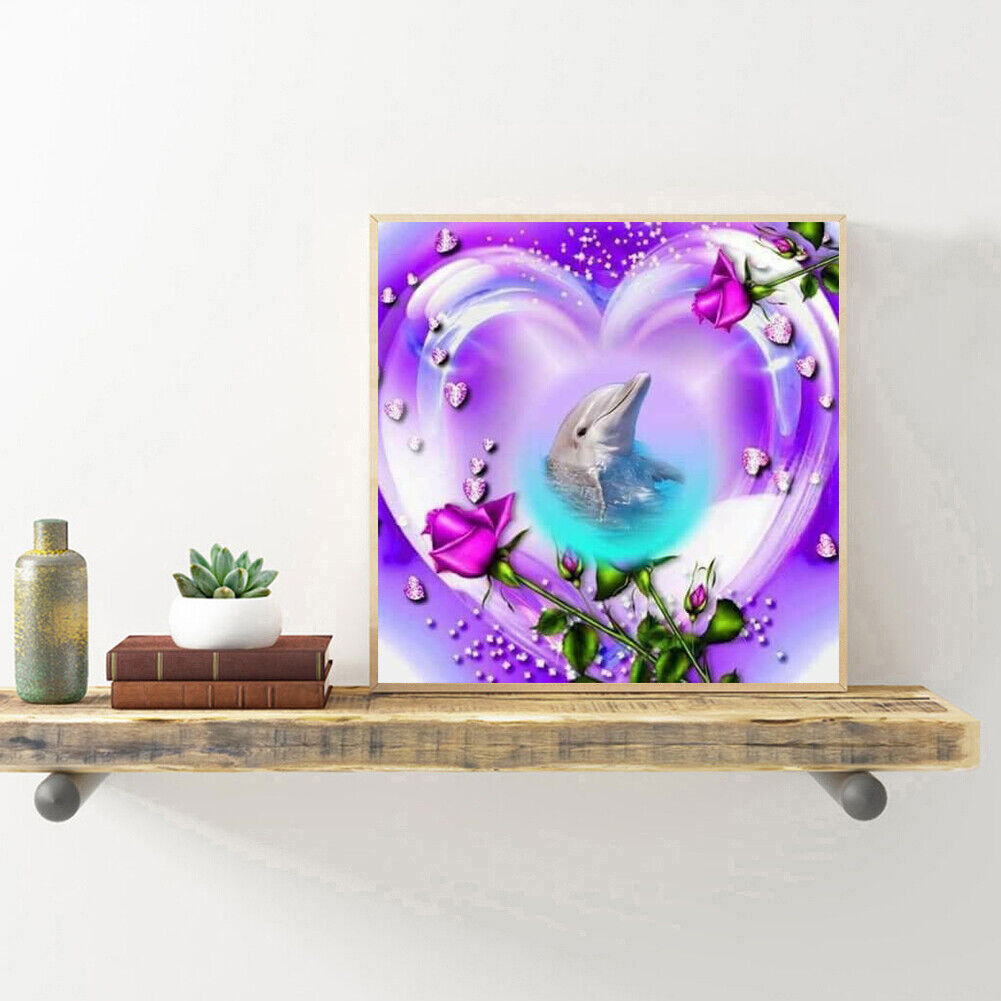 Love Dolphin 5D DIY Full Round Drill Diamond Painting Cartoon Animal Mosaic