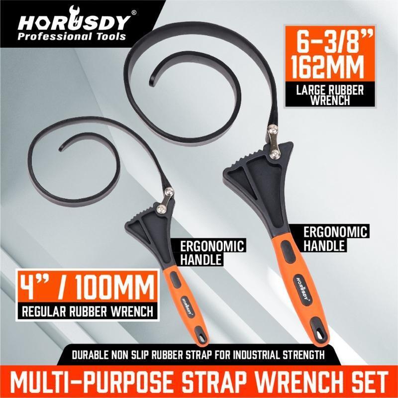 Strap Wrench Plumbing Grip Wrench Oil Filter Wrench Set with Max Dia 4" & 6"