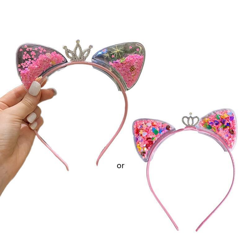 Cat Ears Headbands Colorful Sequins Kitten Ears Hairband Christmas Fance Dress