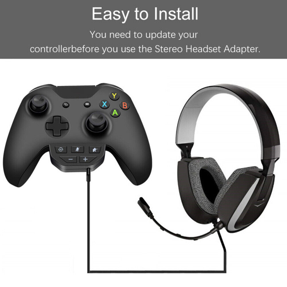 Stereo Headset Adapter Audio Mic Converter for Xbox One Controller (Black)