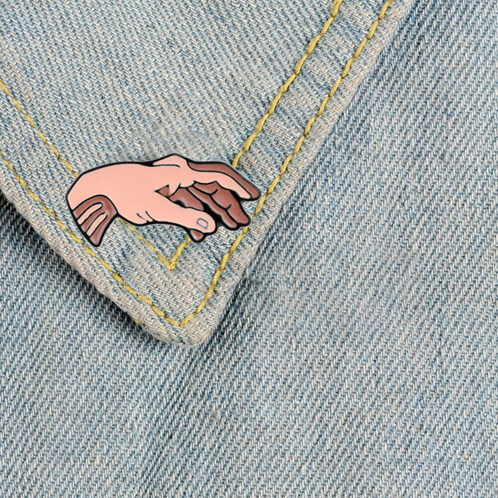 Cartoon Hand Enamel Lapel Badges Causal Brooches Pin for Women Men (XZ2626)