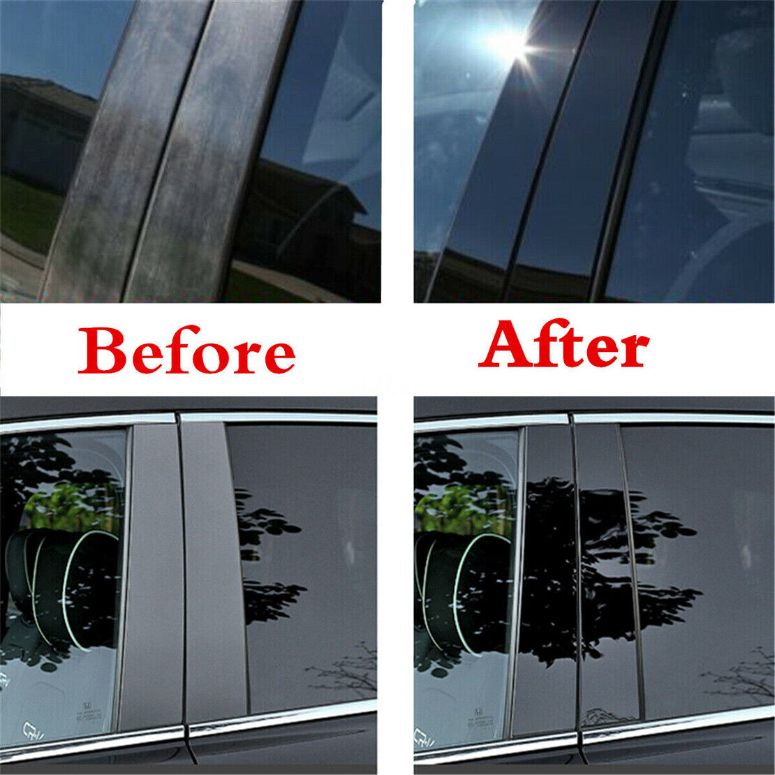 6Pcs Door Window Pillar Post Cover Trim set Fit for VW Jetta Sedan 2006-2010