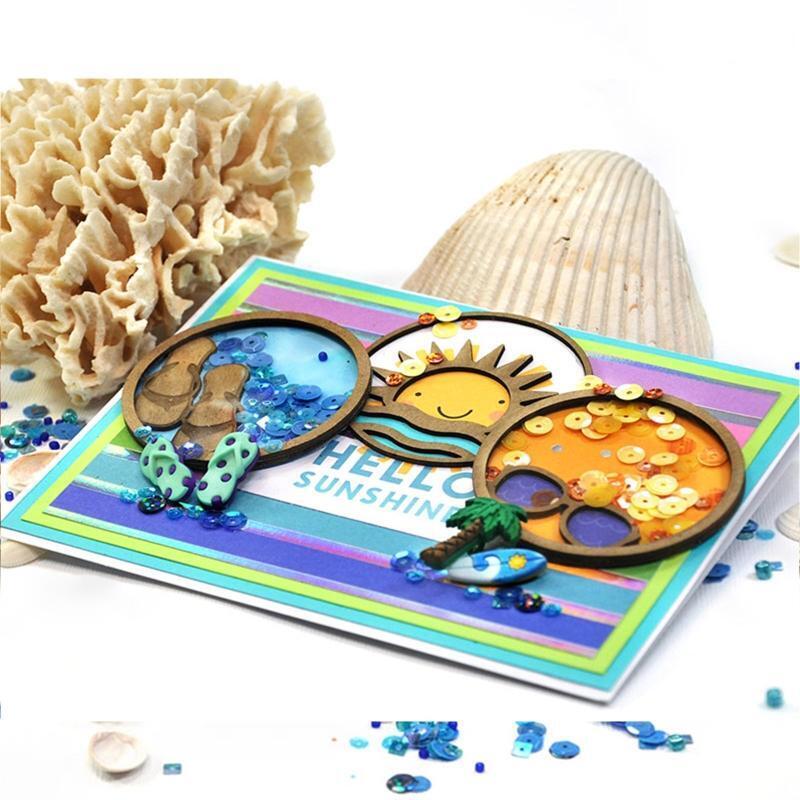 Summer Beach Sun Set Shaker Cutting Dies Stencil Scrapbooking DIY Album
