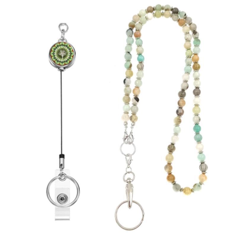 Spacer Beads Work Document Lanyard Necklace Id Badge Easy Pull Buckle Necklace