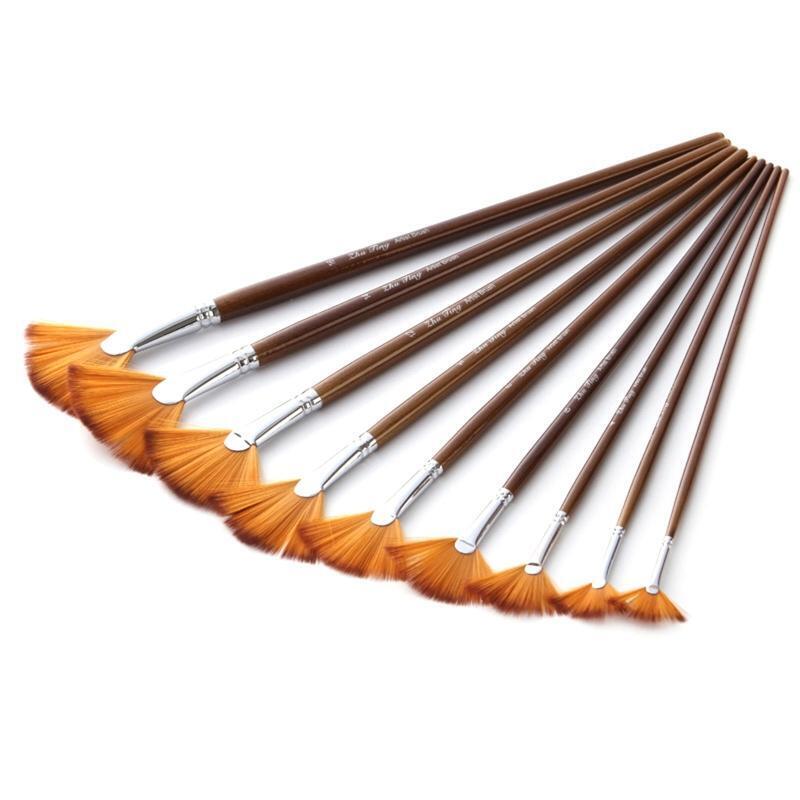 Wooden Paint Brushes Beginners Set for Canvas Rocks Watercolor Gouache Acrylic
