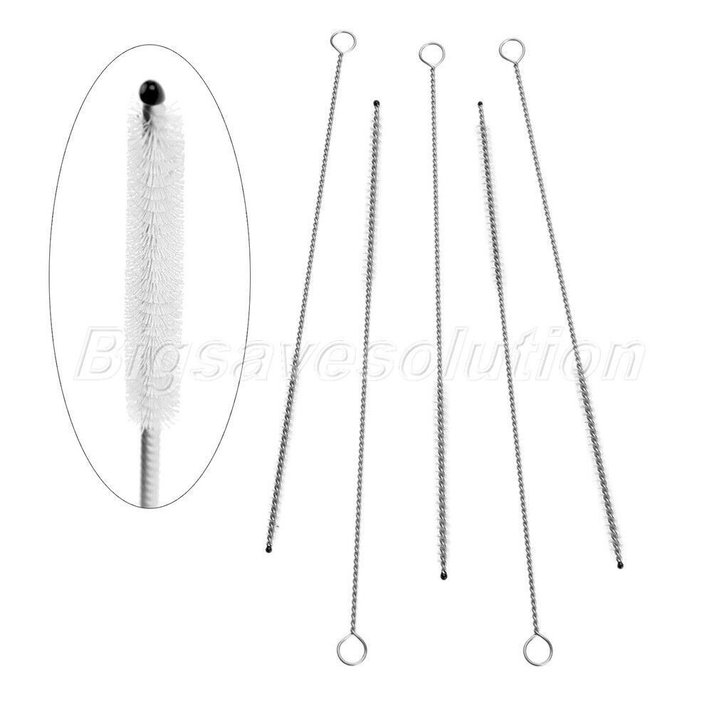 5Pcs Stainless Steel Wire Bold+Nylon Straw Cleaner Brush Pipe Flue Cleaning 18cm