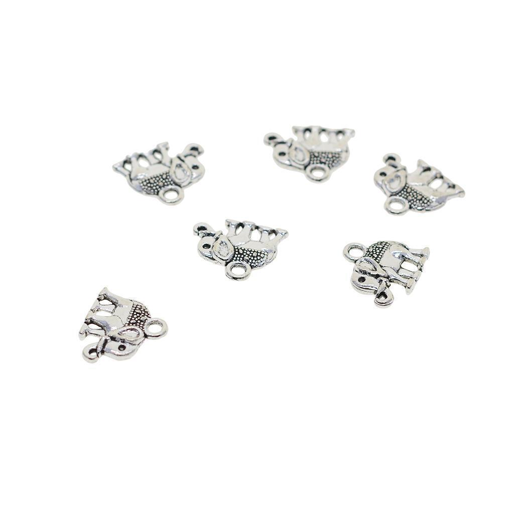 50x Elephant Shape Alloy Pendants Charms for DIY Bracelet Necklace Earrings
