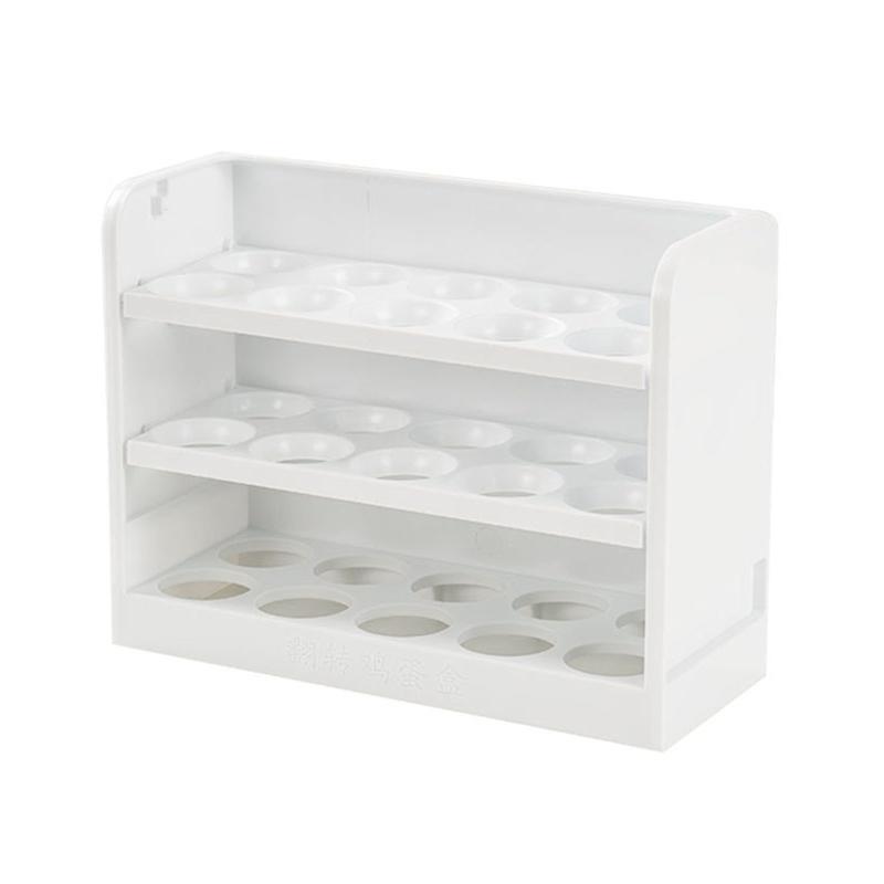 30 Grids Plastic Egg Holder for Refrigerator 3-Layer Flip Fridge Egg Tray Tool