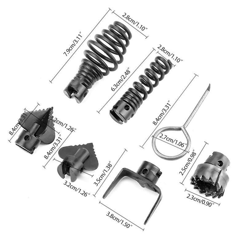 7x Drain Cleaner Cleaning Tool Combination Cutter Head with Key Easy to Install