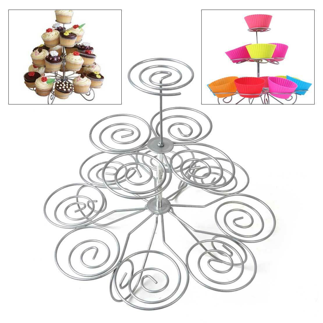 3-Tier 13 Cupcake Metal Stands Tower Holder Wedding Birthday Party Display Li