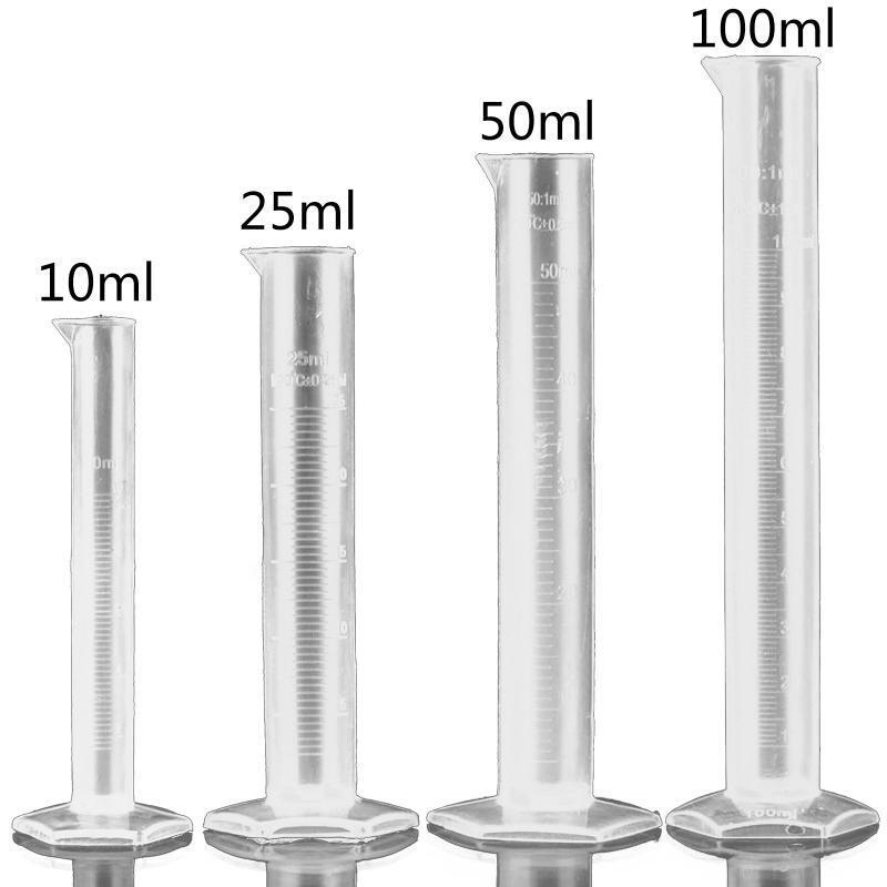 4 pc Plastic Graduated Cylinder for Laboratory Science Experiments Easy to Clean