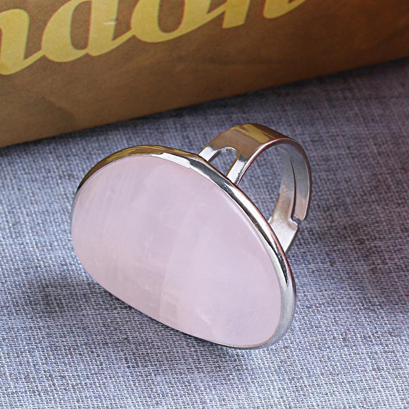 Cute Lady Rose Quartz Heart Love Adjustable Ring Jewelry 1.4x1.1"