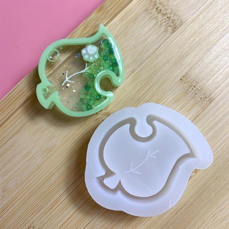 Diy Crystal Epoxy Mould Cute Leaf Quicksand Mould Pendant Silicone Ornament Mold