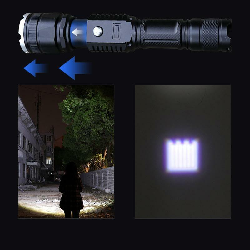 USB Zoom LED Torch No Battery 5 Modes for Camping Outdoor Hiking Travel