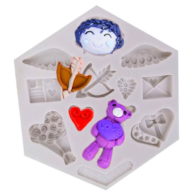 Cute Bear & Hearts Shaped DIY Fondant Mould Candy Mold Chocolate Gumpaste Moulds