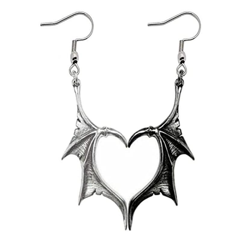 Matching Love Heart Earrings Dragon Wing Earrings Cool Gothic Earrings for Women