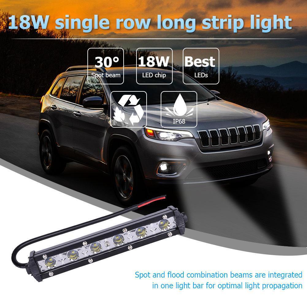 18W 6000K LED Work Light Bar Driving Lamp Fog Off Road SUV Car Spotlight